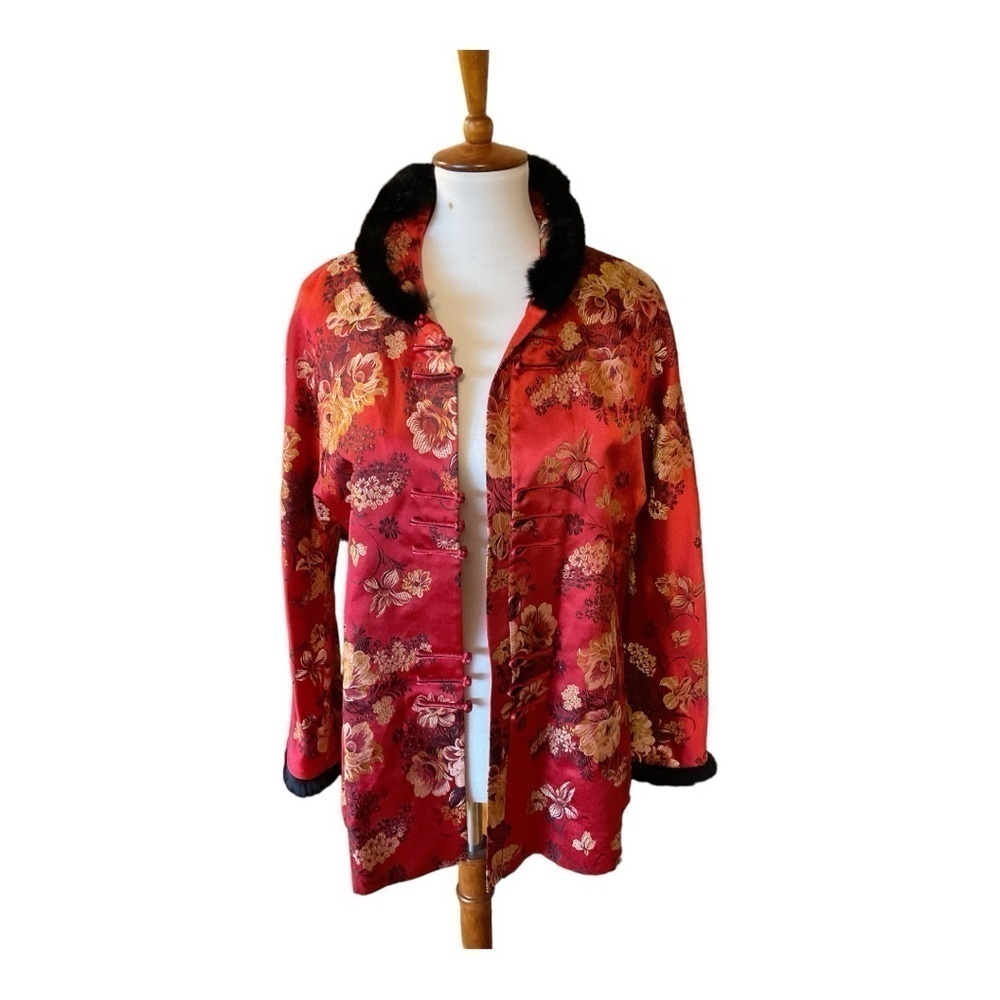 DA TANG YI FANG Red Silk Blend Oriental Jacket